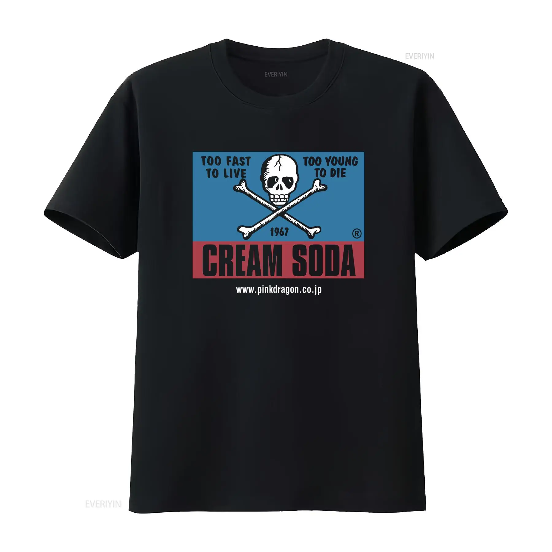 Streetwear Brand Vintage - ヴィンテージクリームソーダスカル日本ブランドストリートウェアTシャツ長袖または半袖ヴィンテージウォッシュドトップ普段着に最適