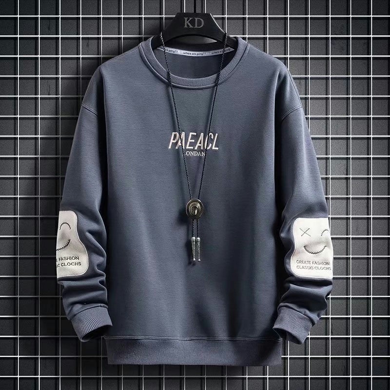 Urban Streetwear Brand - メンズ春秋長袖ラウンドネックパーカーファッショナブルなストリートウェアブランド快適なフリースルーズフィットアーバンスタイル