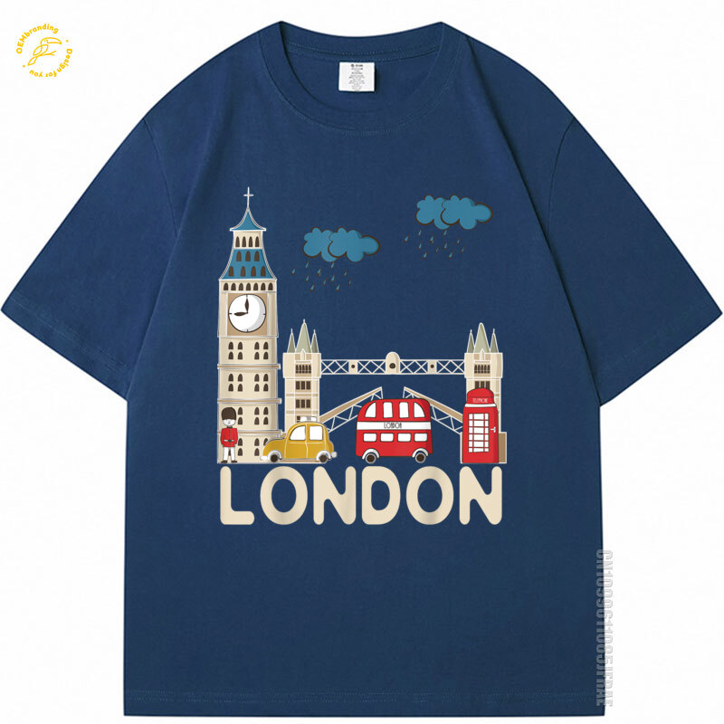 Streetwear Brands London - 雨のロンドン Tシャツかわいいお土産特大 Tシャツ 2025 コットン Tシャツ男性のためのホット販売メンズ
