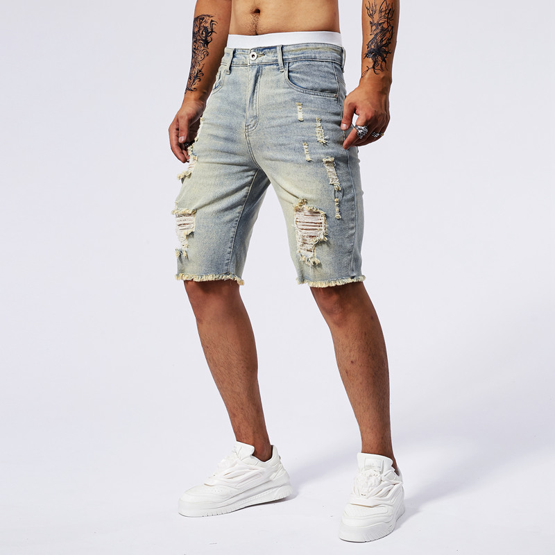 2025 夏の新メンズリッピングデニムショーツファッションヴ - Streetwear Brand Vintage のレビューと価格