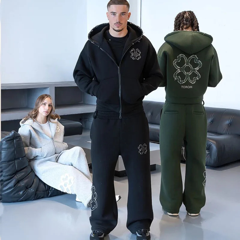 春秋オーバーサイズ四つ葉のクローバーアップリケジップアップフ - Streetwear Zipper のレビューと価格