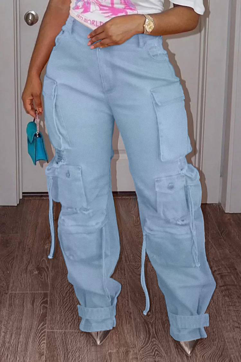 ポケットとボタン付きの女性用ハイウエストデニムジーンズ、ヴィ - Streetwear Zipper のレビューと価格